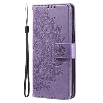 iPhone 14 Mandala Series Etui med Pung - Lilla