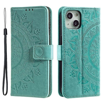 Mandala Series iPhone 14 Etui med Pung - Grøn