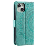 Mandala Series iPhone 14 Etui med Pung - Grøn