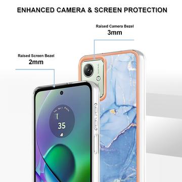 Motorola Moto G54 Marmormønster Galvaniseret IMD TPU Cover - Blå