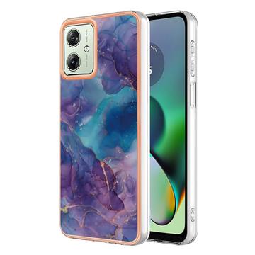 Motorola Moto G54 Marmormønster Galvaniseret IMD TPU Cover - Lilla