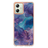 Motorola Moto G54 Marmormønster Galvaniseret IMD TPU Cover - Lilla