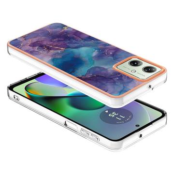 Motorola Moto G54 Marmormønster Galvaniseret IMD TPU Cover - Lilla