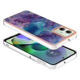 Motorola Moto G54 Marmormønster Galvaniseret IMD TPU Cover - Lilla