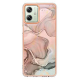 Motorola Moto G54 Marmormønster Galvaniseret IMD TPU Cover - Pink
