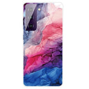 Marble Pattern Electroplated IMD Samsung Galaxy S21 FE 5G TPU Cover - Blå / Pink