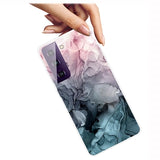 Marble Pattern Electroplated IMD Samsung Galaxy S21 FE 5G TPU Cover - Grå / Pink