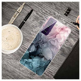 Marble Pattern Electroplated IMD Samsung Galaxy S21 FE 5G TPU Cover - Grå / Pink