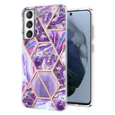 Marmormønster Galvaniseret IMD Samsung Galaxy S21 FE 5G TPU Cover - Lilla