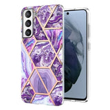 Marmormønster Galvaniseret IMD Samsung Galaxy S21 FE 5G TPU Cover - Lilla