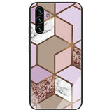 Samsung Galaxy A04s/A13 5G Marble Pattern Hybrid Cover - Brun / Pink