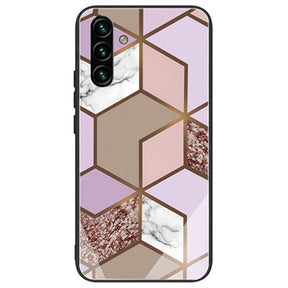 Samsung Galaxy A04s/A13 5G Marble Pattern Hybrid Cover - Brun / Pink