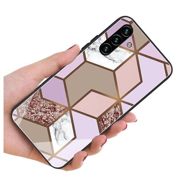 Samsung Galaxy A04s/A13 5G Marble Pattern Hybrid Cover - Brun / Pink