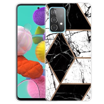 Marble Pattern Samsung Galaxy A32 (4G) TPU Cover - Sort / Hvid