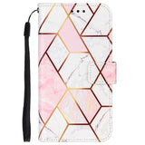 Marble Pattern Samsung Galaxy Xcover 5 Pung Taske - Pink / Hvid