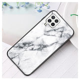 Marble Series Samsung Galaxy A22 4G Hærdet Glas Cover - Hvid
