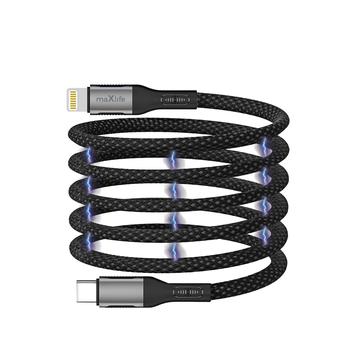 Maxlife MXUC-11 magnetisk USB-C / Lightning-kabel - 1m, 27W - Sort