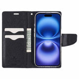 iPhone 16 Mercury Goospery Fancy Diary Pung - Sort