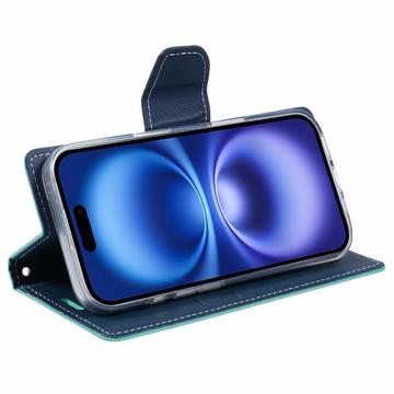 iPhone 16 Mercury Goospery Fancy Diary Pung - Cyan