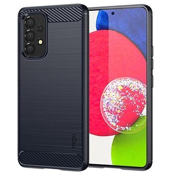 Samsung Galaxy A53 5G Mofi Karbonfiber TPU Cover - Blå