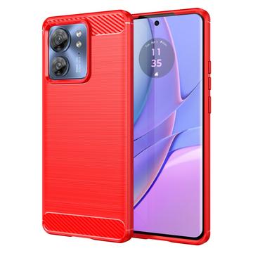 Motorola Edge (2023)/Edge 40 Børstet TPU Cover - Karbonfiber - Rød