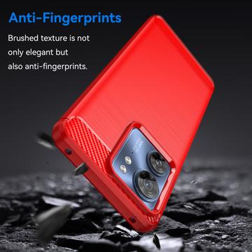 Motorola Edge (2023)/Edge 40 Børstet TPU Cover - Karbonfiber - Rød