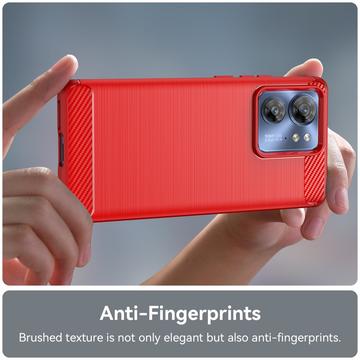 Motorola Edge (2023)/Edge 40 Børstet TPU Cover - Karbonfiber - Rød