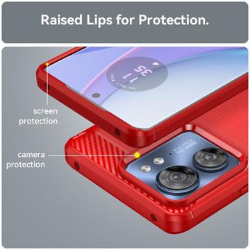 Motorola Edge (2023)/Edge 40 Børstet TPU Cover - Karbonfiber - Rød