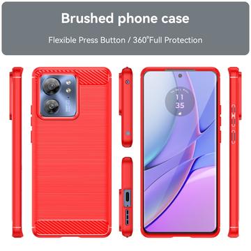 Motorola Edge (2023)/Edge 40 Børstet TPU Cover - Karbonfiber - Rød