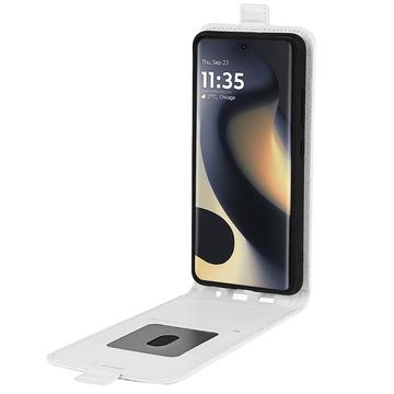 Motorola Edge (2024) Vertikal Flip Taske med Kortholder - Hvid