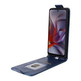 Motorola Edge (2025) lodret flip-etui med stativ - mørkeblå