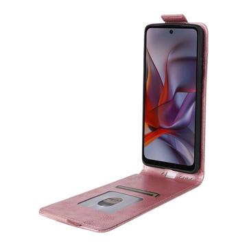 Motorola Edge (2025) lodret flip-etui med stativ - rosaguld