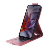 Motorola Edge (2025) lodret flip-etui med stativ - rosaguld