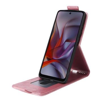 Motorola Edge (2025) lodret flip-etui med stativ - rosaguld