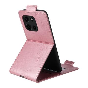 Motorola Edge (2025) lodret flip-etui med stativ - rosaguld