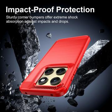 Motorola Edge (2026) Børstet TPU Cover - Karbonfiber - rød