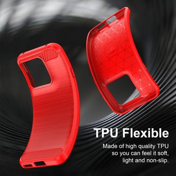 Motorola Edge (2026) Børstet TPU Cover - Karbonfiber - rød