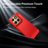 Motorola Edge (2026) Børstet TPU Cover - Karbonfiber - rød