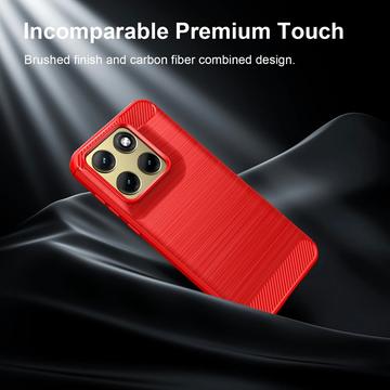 Motorola Edge (2026) Børstet TPU Cover - Karbonfiber - rød