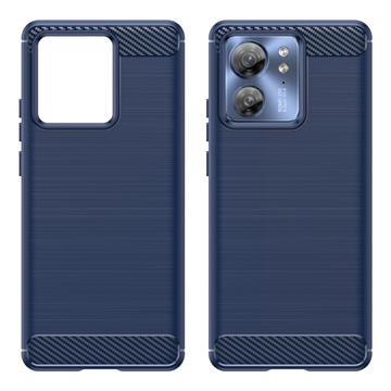 Motorola Edge 40 Børstet TPU Cover - Karbonfiber - Blå