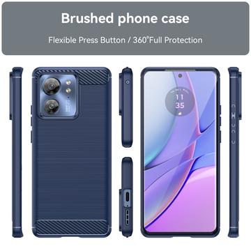 Motorola Edge 40 Børstet TPU Cover - Karbonfiber - Blå