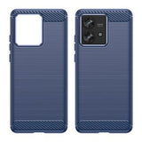 Motorola Edge 40 Neo Børstet TPU Cover - Karbonfiber - Blå