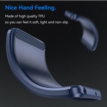 Motorola Edge 40 Neo Børstet TPU Cover - Karbonfiber - Blå