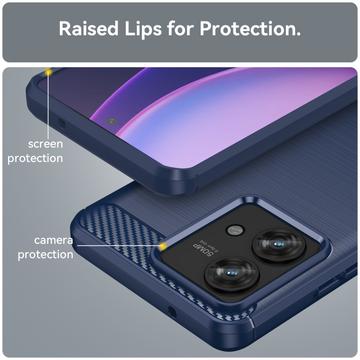 Motorola Edge 40 Neo Børstet TPU Cover - Karbonfiber - Blå