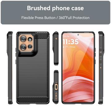 Motorola Edge 50 Børstet TPU Cover - Karbonfiber - Sort