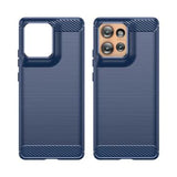 Motorola Edge 50 Børstet TPU Cover - Karbonfiber - Blå