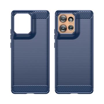 Motorola Edge 50 Børstet TPU Cover - Karbonfiber - Blå