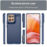 Motorola Edge 50 Børstet TPU Cover - Karbonfiber - Blå