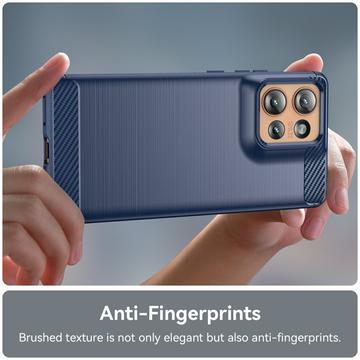 Motorola Edge 50 Børstet TPU Cover - Karbonfiber - Blå