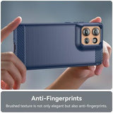 Motorola Edge 50 Børstet TPU Cover - Karbonfiber - Blå